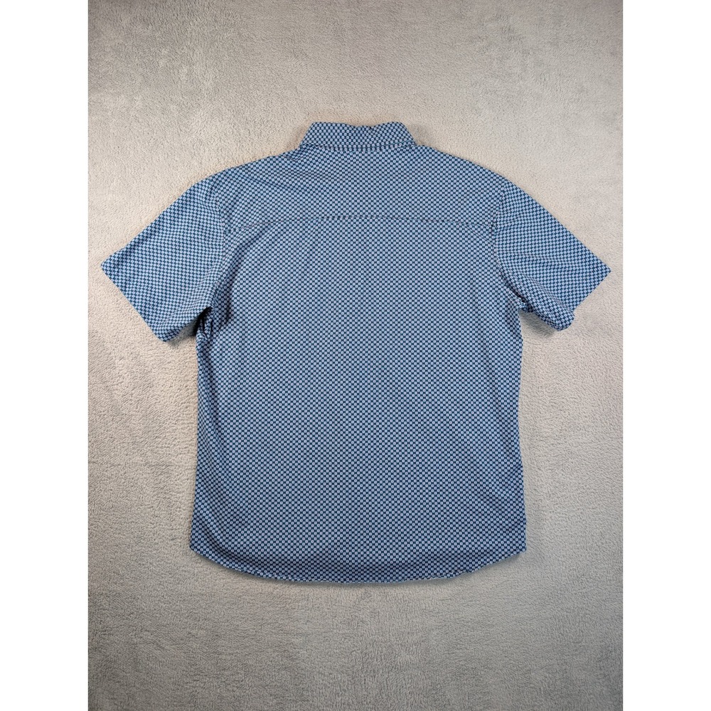 Buttercloth Icy Cotton Mens XL Regular Fit Blue Geometric Short Sleeve Shirt - Picture 8 of 8